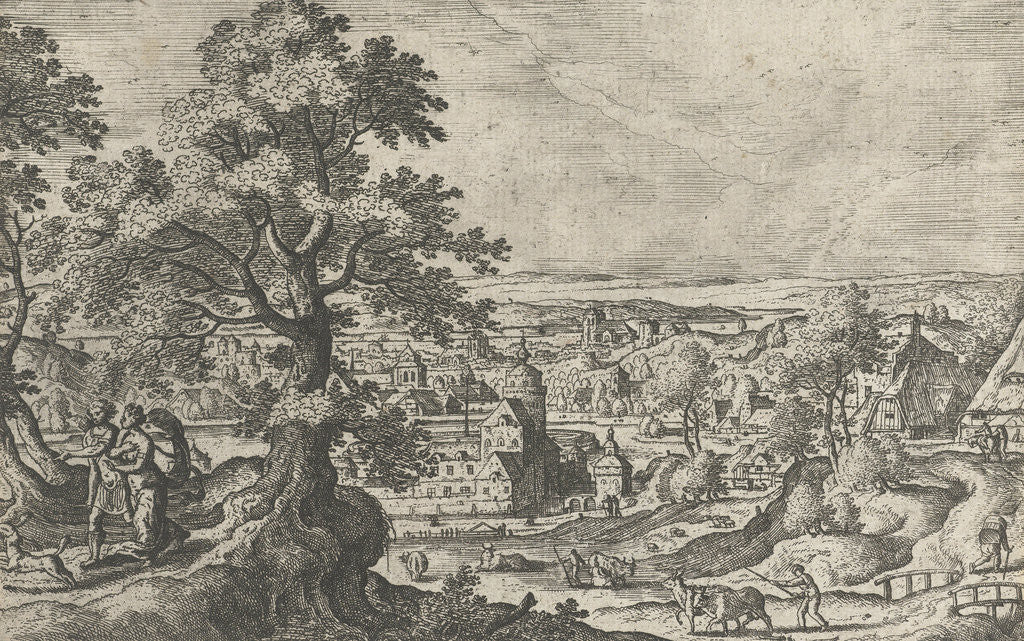 Detail of Apollo walking with a young woman by Anonymous