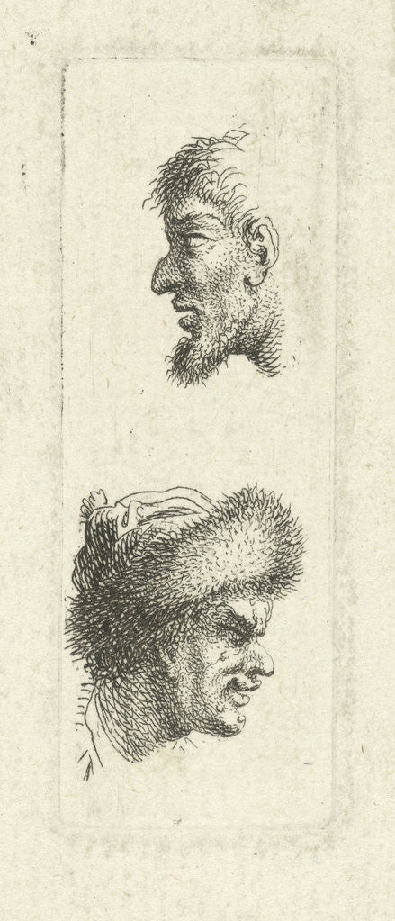 Detail of Study of two men's heads by Johannes Caspar Philips