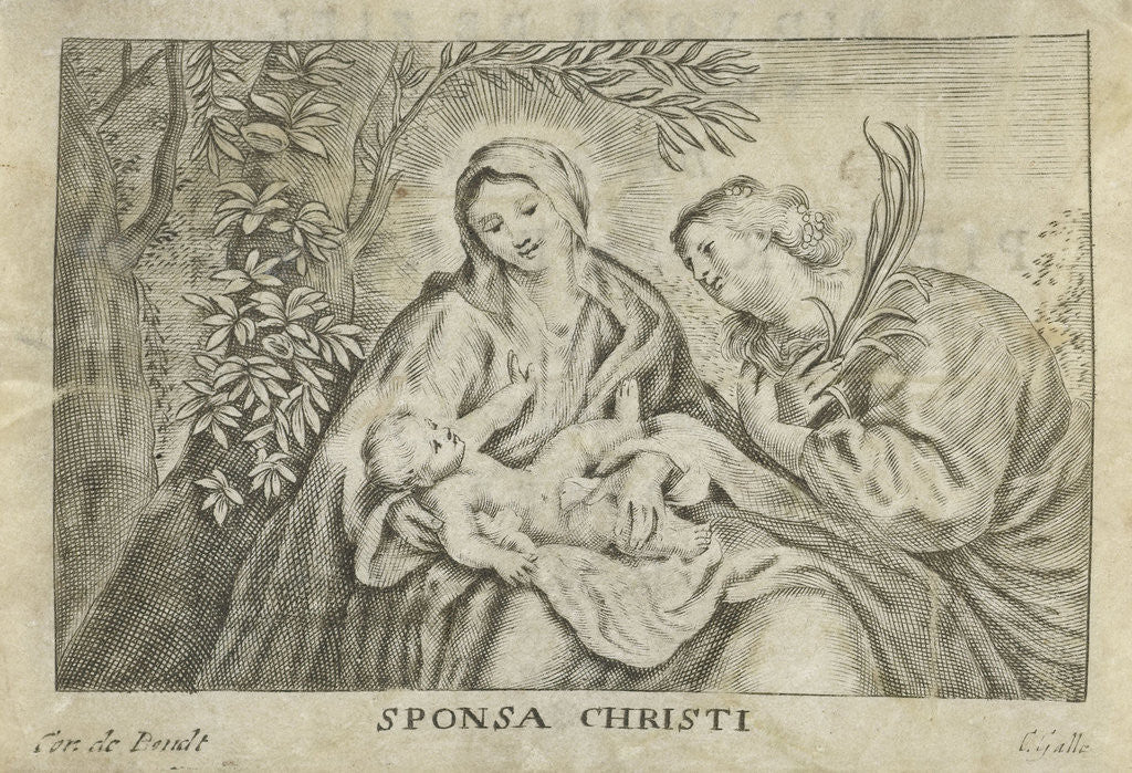 Detail of Mary with Child and martyr by Cornelis de Bout