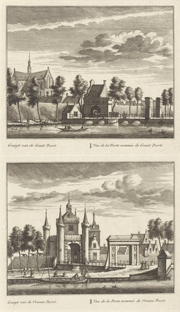 Detail of Alkmaar with city gates and the Great Church by Anonymous