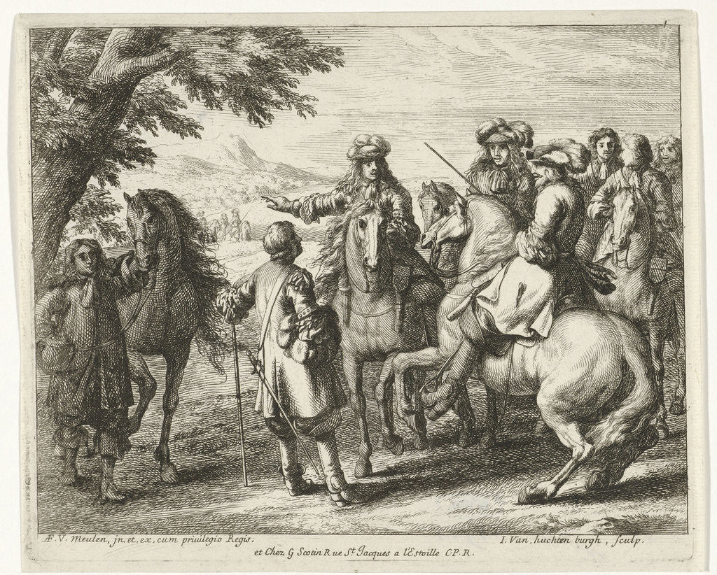 Detail of Captains on horseback by Adam Frans van der Meulen