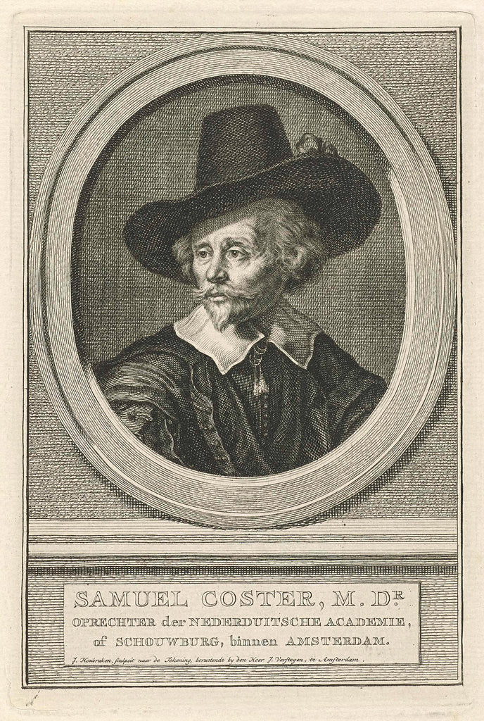 Detail of Portrait of Samuel Coster by Jacob Houbraken