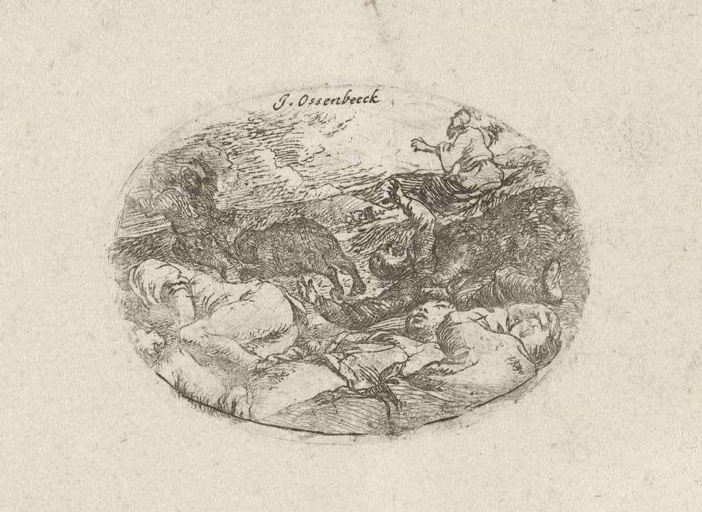 Detail of Two bears tear apart the children of Bethel by Jan van Ossenbeeck