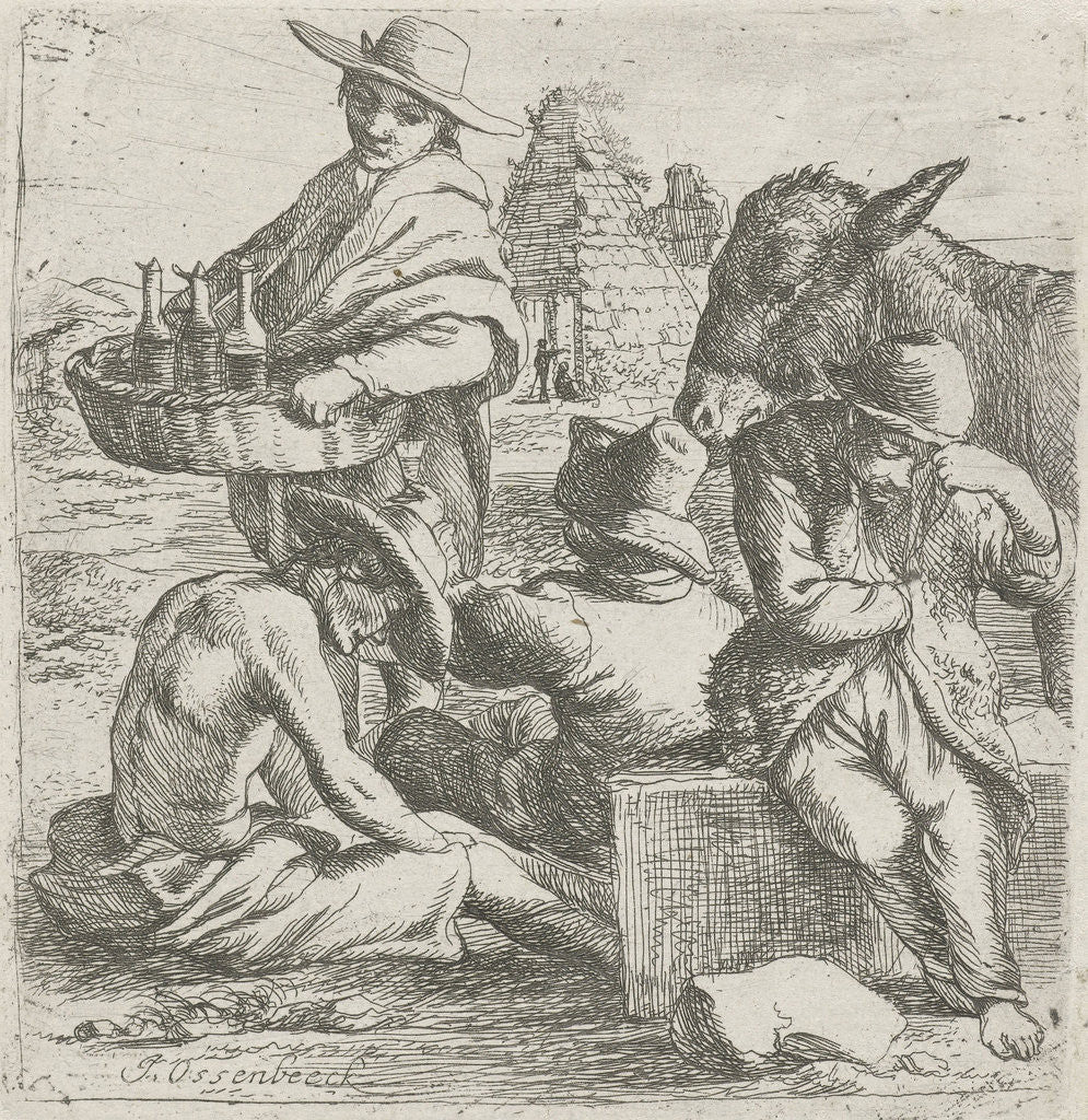 Detail of Gin seller and the three beggars by Jan van Ossenbeeck