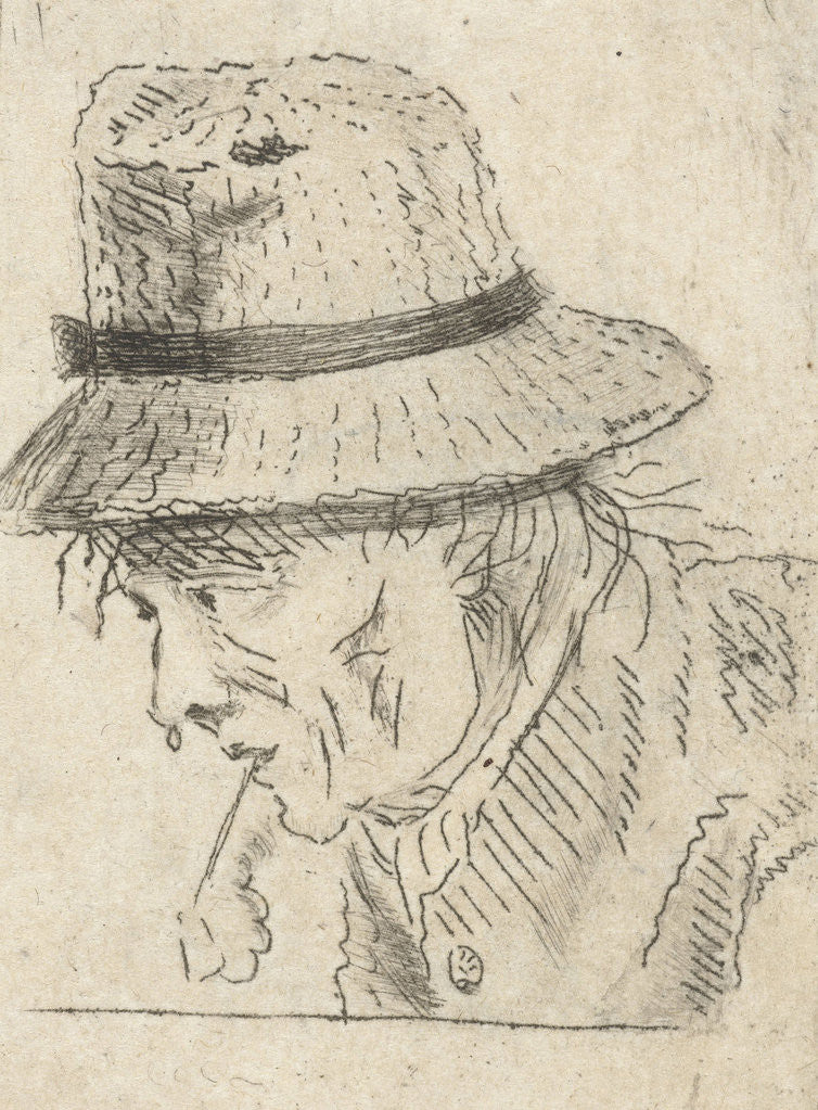 Detail of Man's Head with hat and pipe by Louis Bernard Coclers