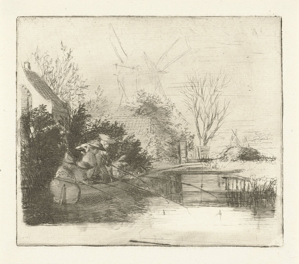 Detail of Anglers at a river by Henry Pauw van Wieldrecht