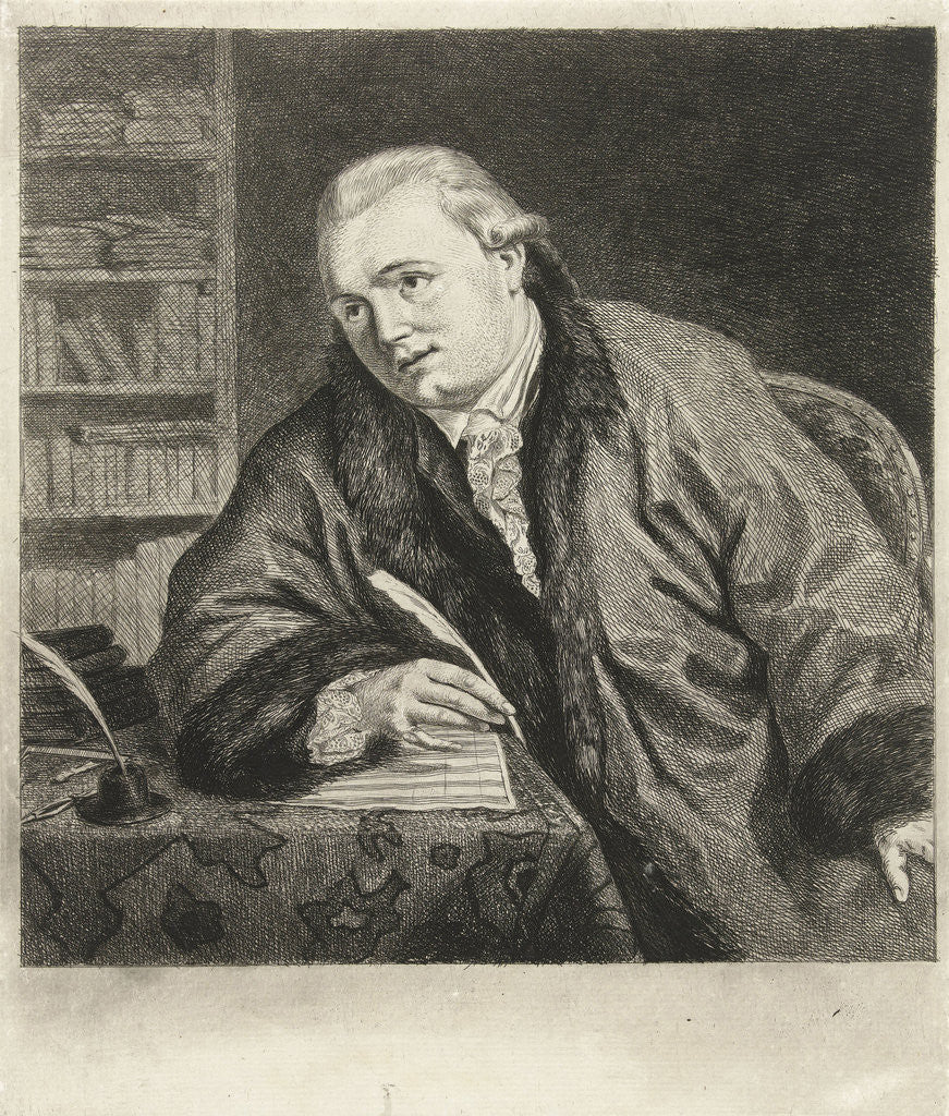 Detail of Portrait of the composer and etcher Johan Antoni Kauclitz Colizzi by Louis Bernard Coclers