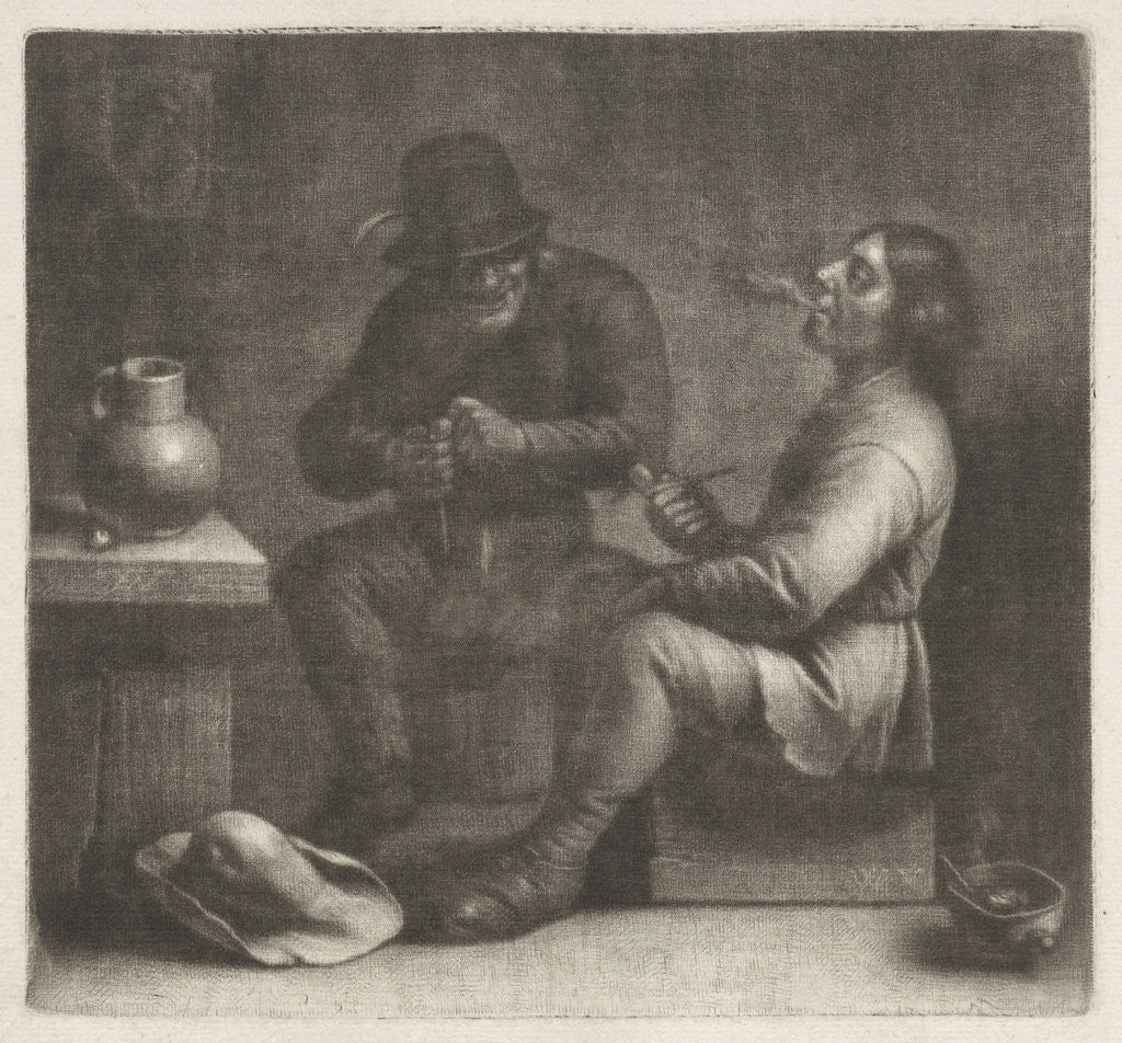 Detail of Two pipe-smoking men by David Teniers II