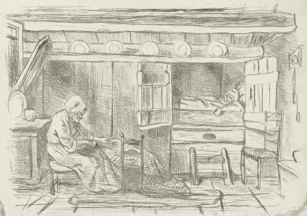 Detail of Two figures in an interior by Jozef Israëls