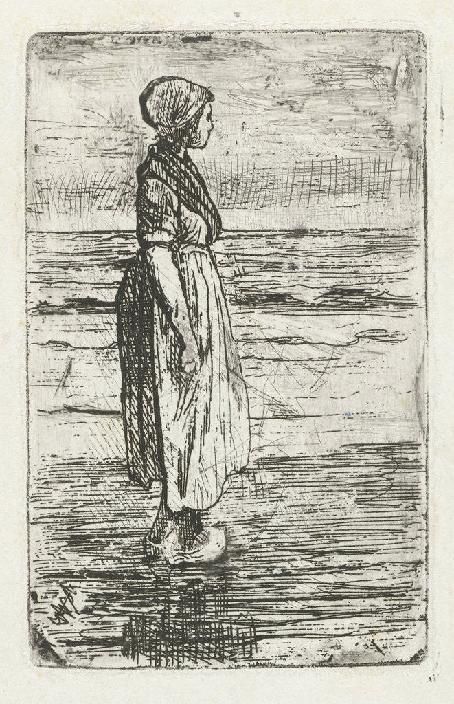Detail of Standing woman on the beach by Jozef Israëls