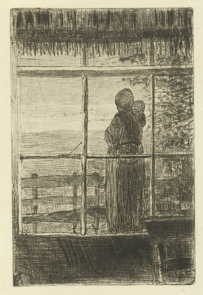 Detail of Waiting woman with child by Jozef Israëls