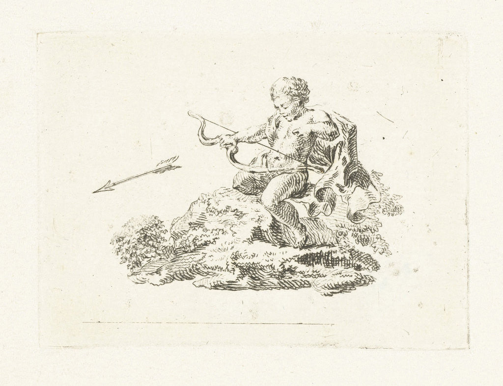 Detail of Vignette with Amor firing an arrow by Willem Bilderdijk