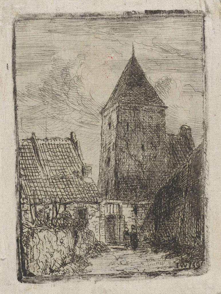 Detail of Square tower in Culemborg by Jan Weissenbruch