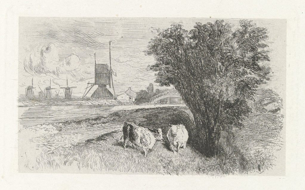 Detail of Cows at a road by Charles Rochussen