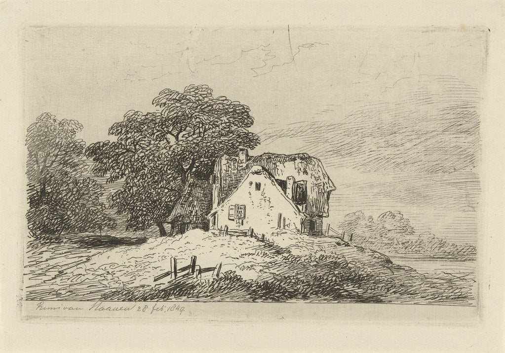 Detail of Houses on a hill by Remigius Adrianus Haanen