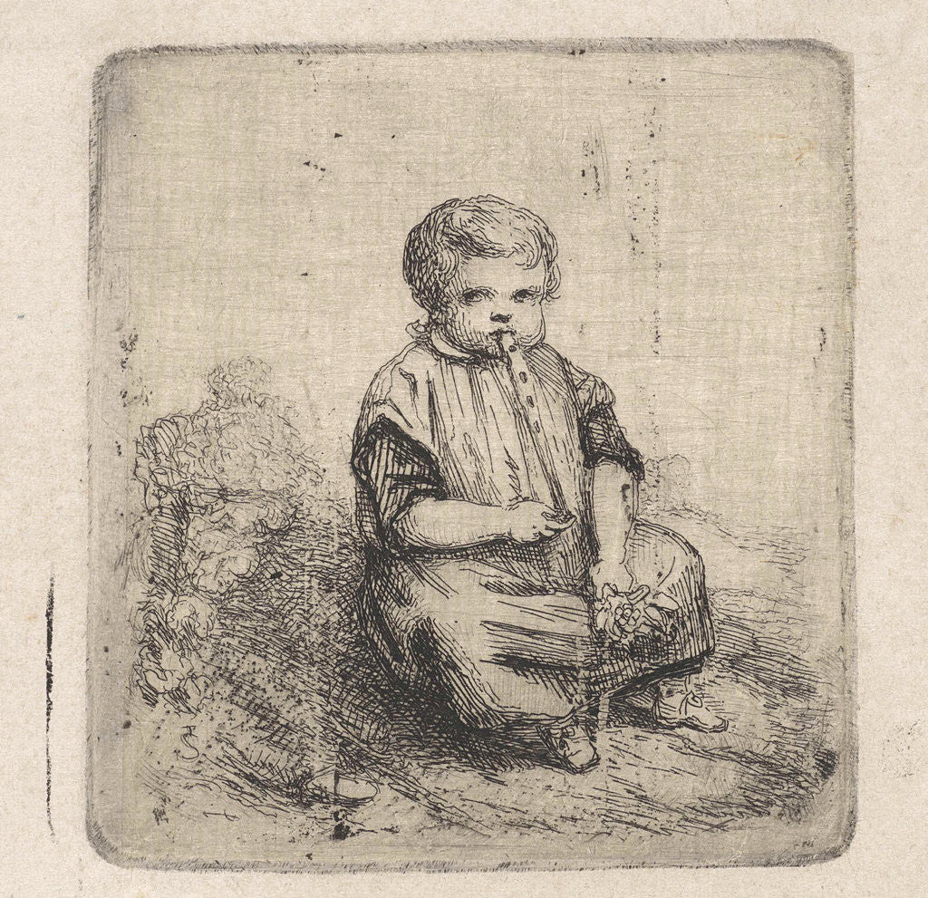 Detail of Little boy blowing on a whistle by Theodore Schaepkens