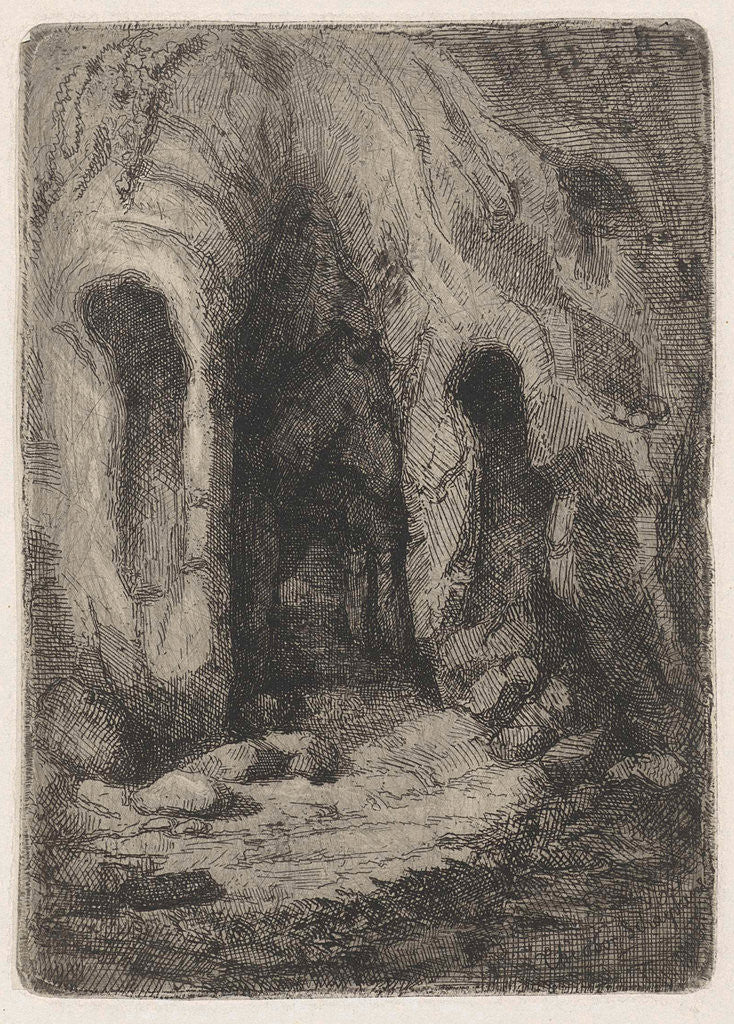Detail of In a cave by Theodoor Schaepkens