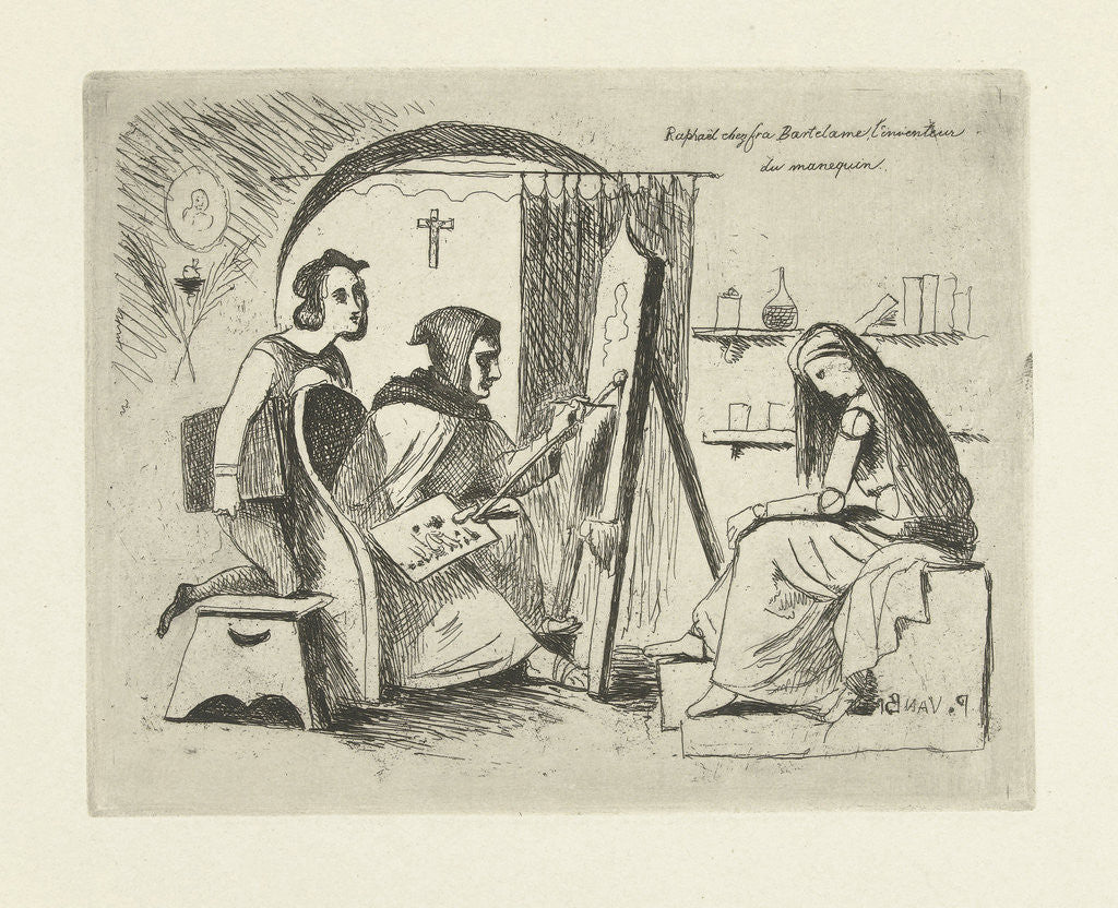 Detail of Raphael and Fra Bartolommeo working on a self-made doll by Philippus Jacobus van Bree