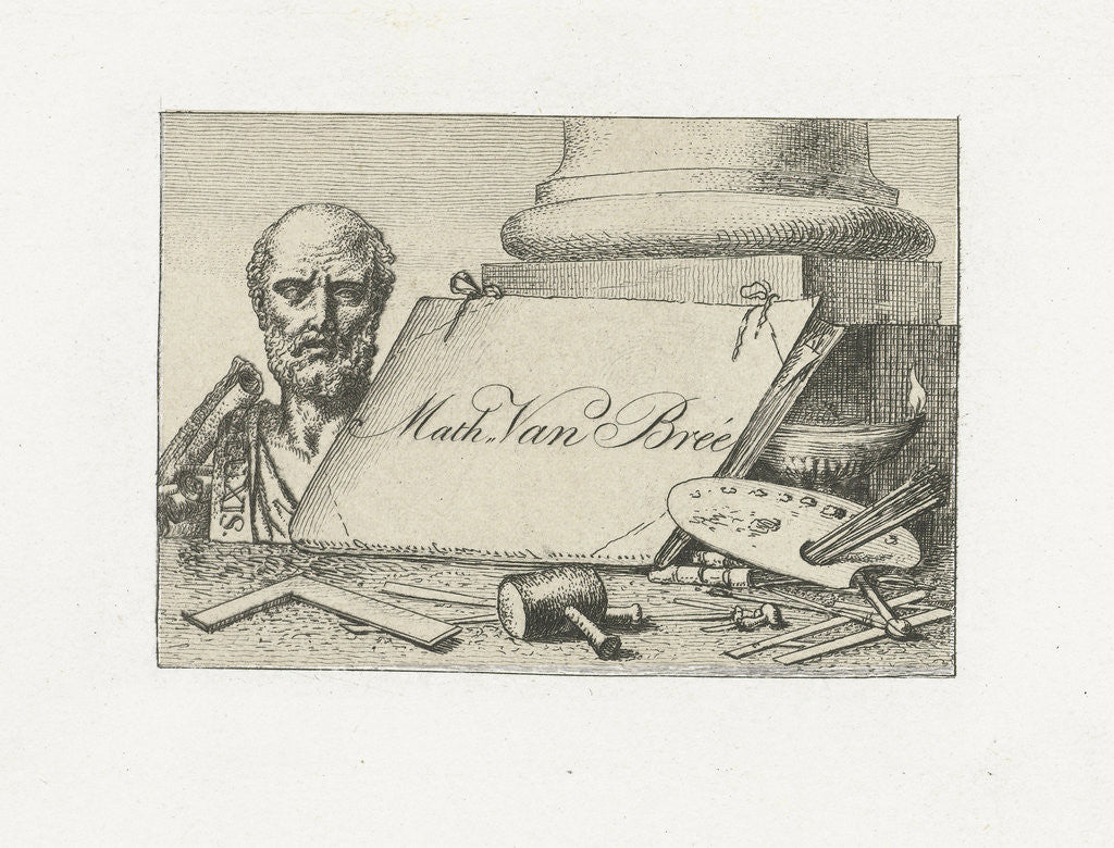 Detail of Name Card of Mattheus Ignatius van Bree by Mattheus Ignatius van Bree