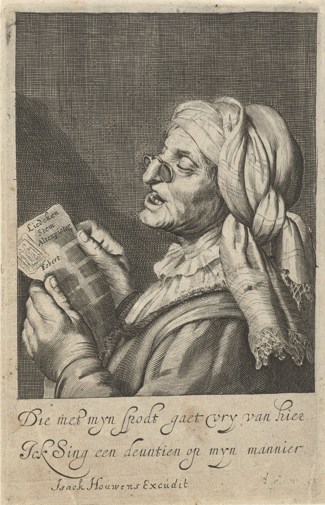Detail of Old woman sings by I. Houwens