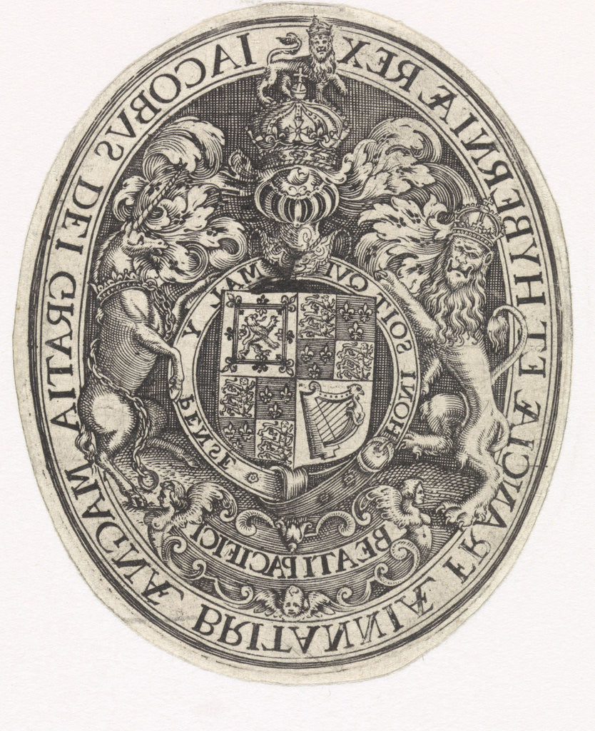 Detail of Arms of England by Simon van de Passe