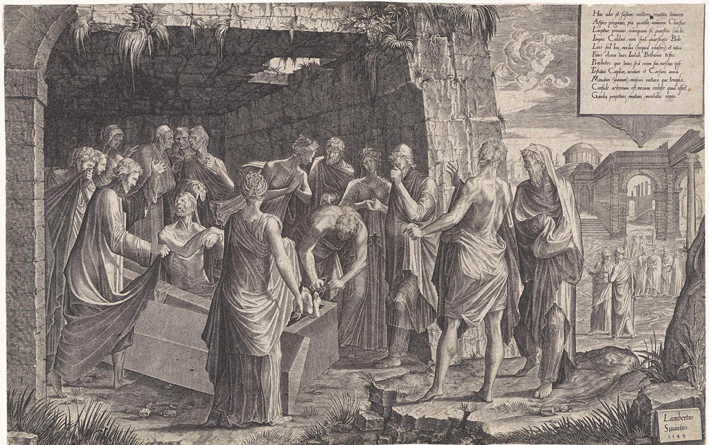 Detail of Raising of Lazarus by Lambertus Suavius