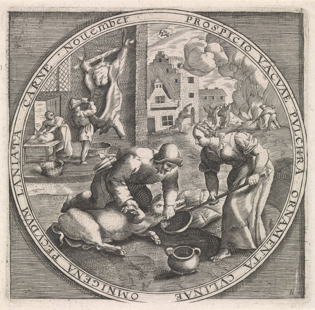 Detail of November: slaughter time by Maerten de Vos
