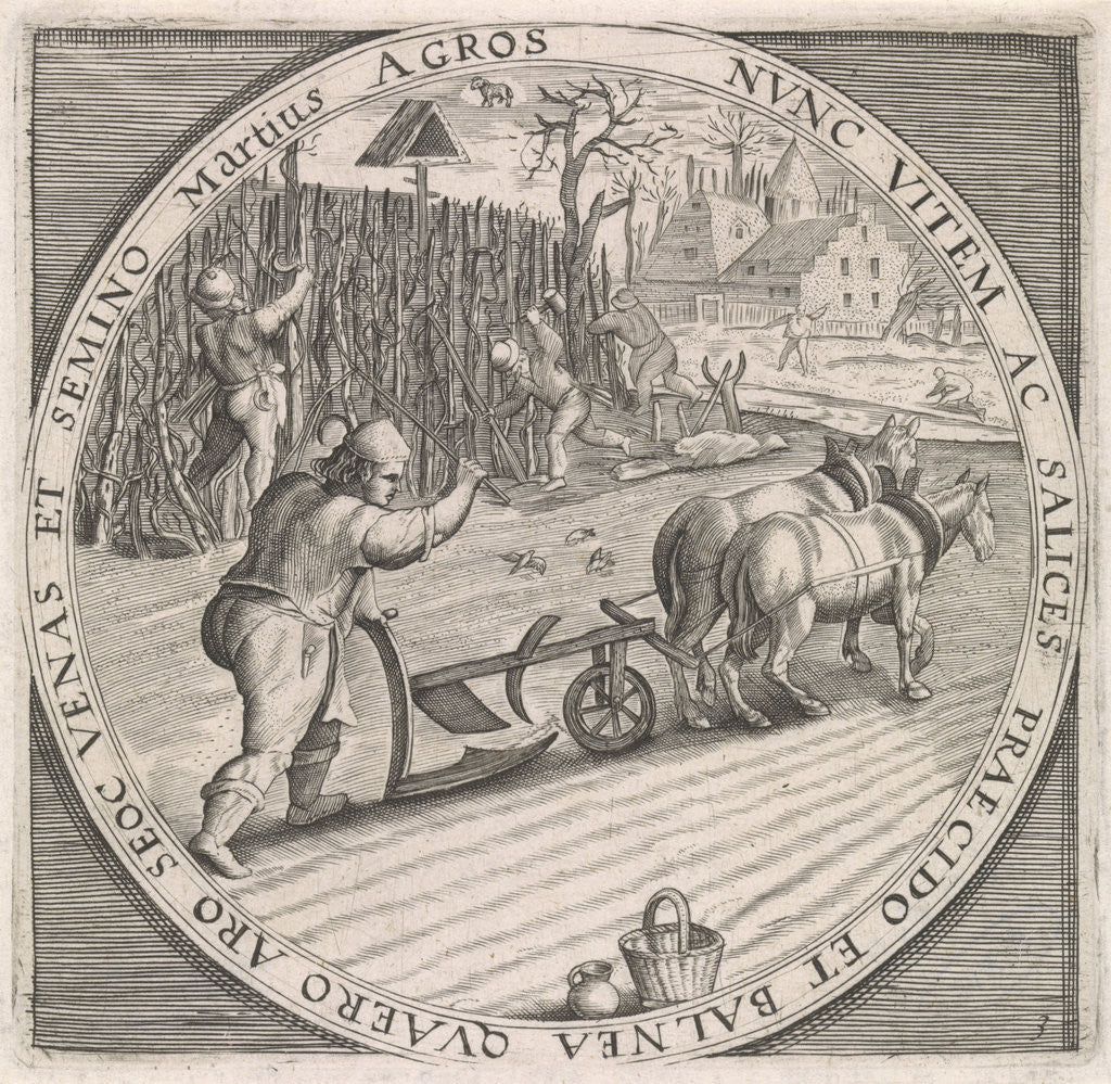 Detail of March: plowing by Maerten de Vos