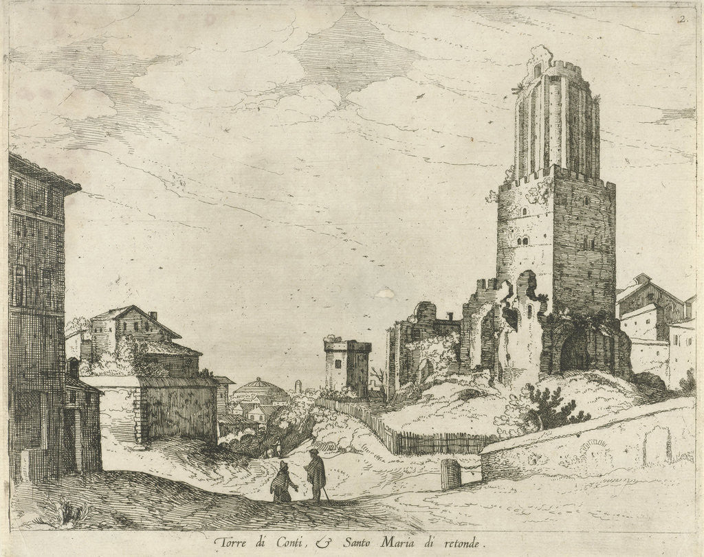 Detail of Torre delle Milizie and Pantheon by Willem van Nieulandt II