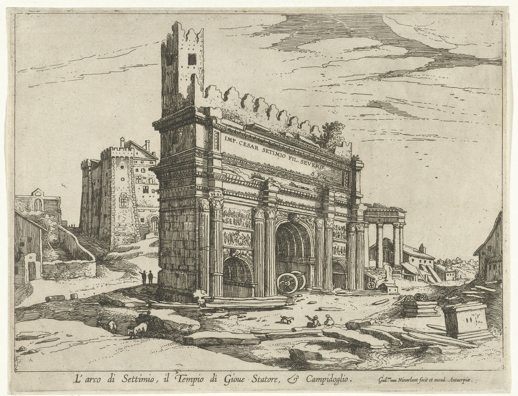 Detail of Arch of Septimius Severus and the Capitol by William of Nieulandt II