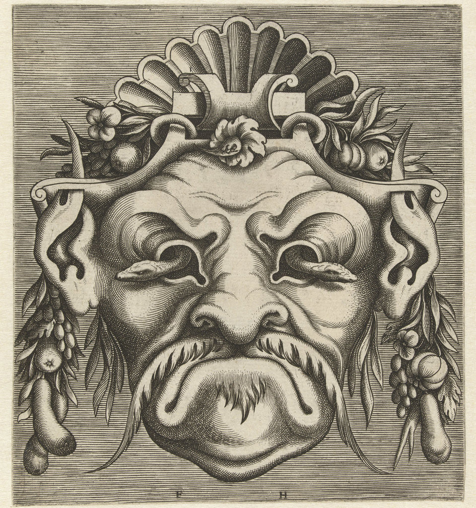 Detail of Mask with two snakes that look out of the eye sockets by Hans Liefrinck I