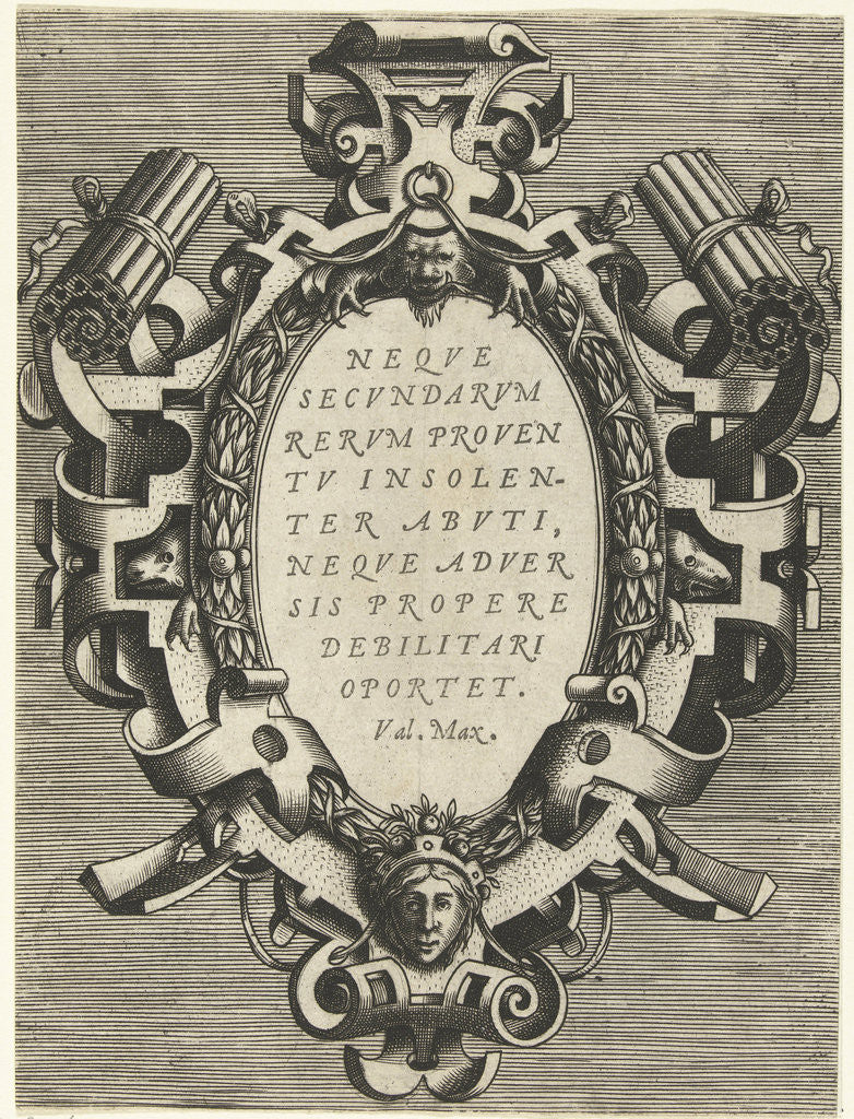 Detail of Oval cartouche with a quote from Valerius Maximus by Gerard de Jode