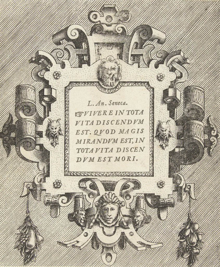 Detail of Cartouche with a quote from Seneca by Gerard de Jode