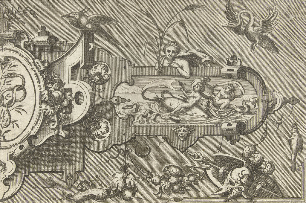 Detail of Right Half of a large cartouche, including a snake by Hieronymus Cock