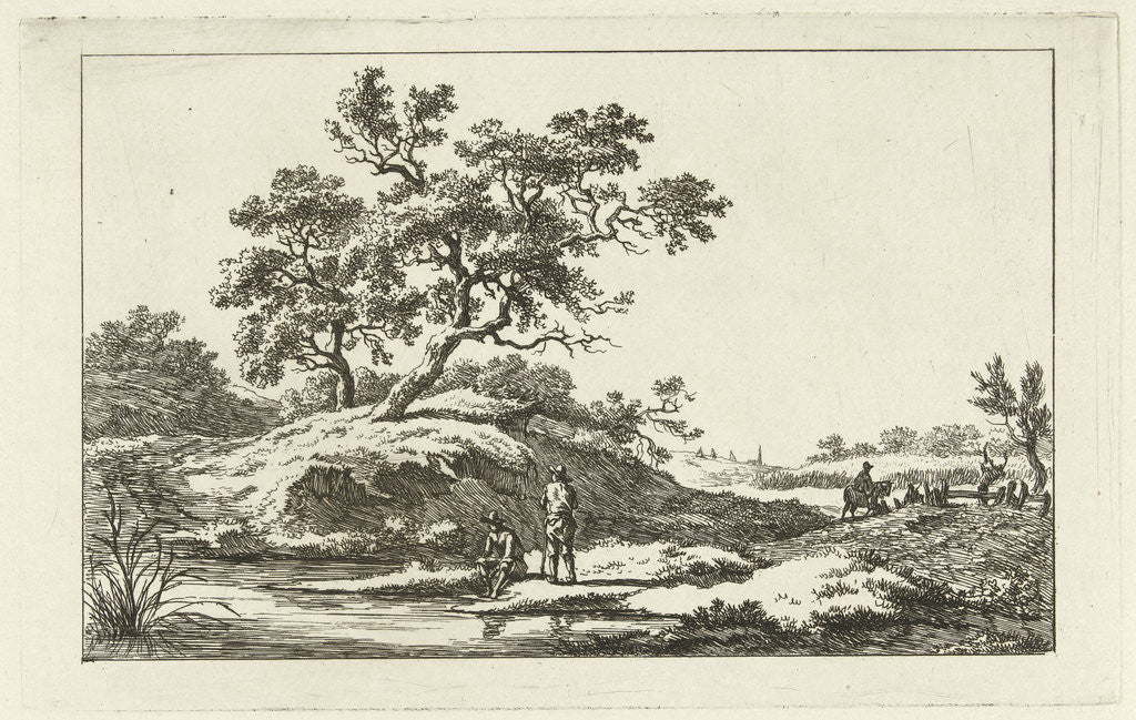 Detail of Travelers near water by Carel Lodewijk Hansen