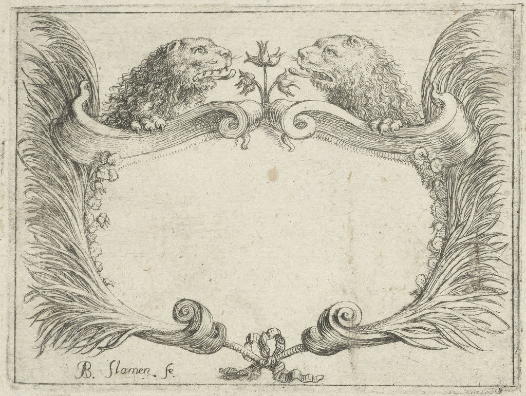Detail of Cartouche with lion heads by Albert Flamen