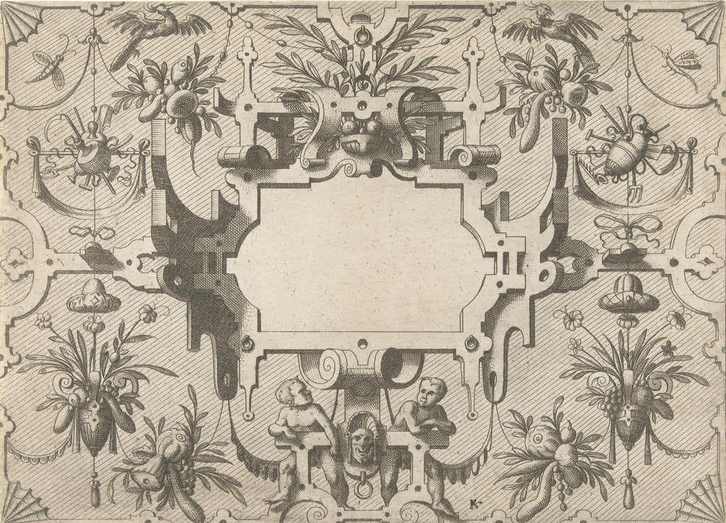Detail of Cartouche surrounded by grotesques by Hieronymus Cock