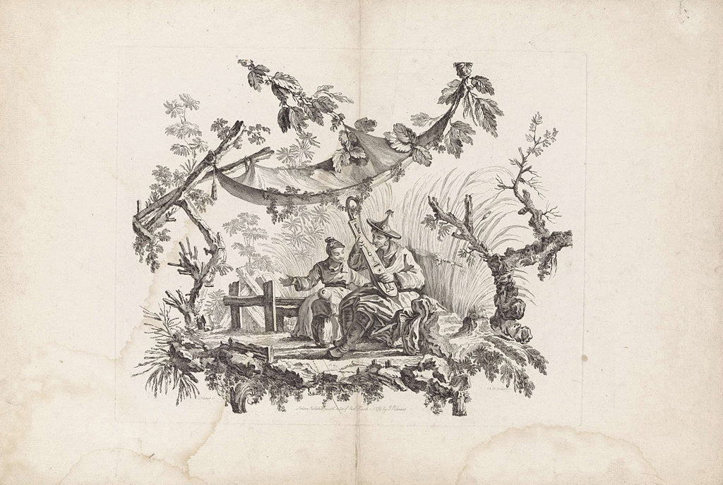 Detail of Chinese dwellings and figures. Suite of six prints. I. Pillement inv. F. A. Aveline sc. London by I Pillement, a Paris chez Bashan, France by Jean Baptiste Pillement