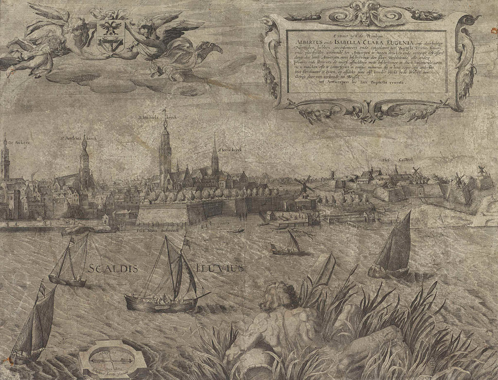 Detail of Antwerp seen from the Scheldt, Belgium by Albertus van Oostenrijk