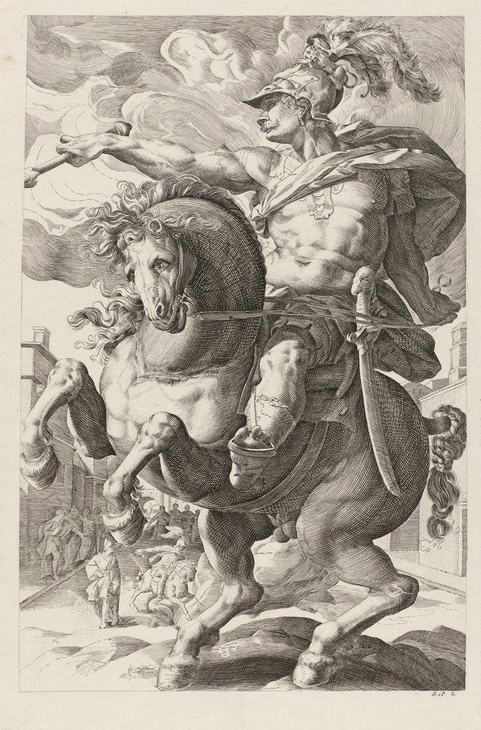 Detail of Marcus Curtius on horseback by Hendrick Goltzius