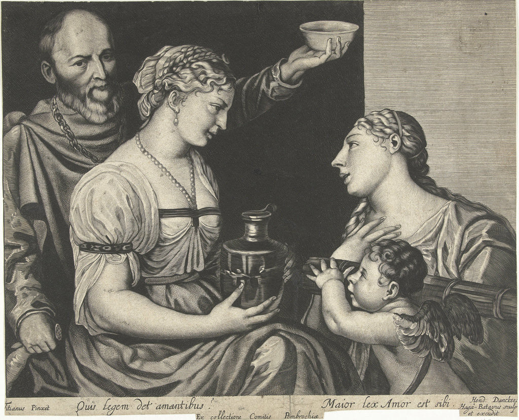 Detail of Two lovers with Cupid and Venus by Titiaan