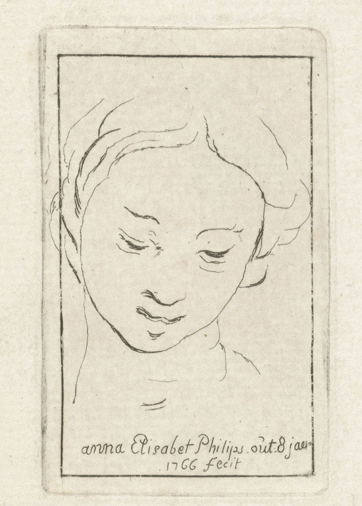 Detail of Self-portrait at the age of 8 by Anna Elisabeth Philips