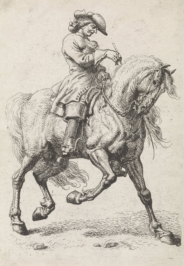 Detail of Horseman let his horse to fall behind by Dirk Maas