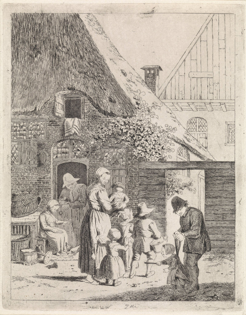 Detail of Farmers and farm children by Johannes Christiaan Janson
