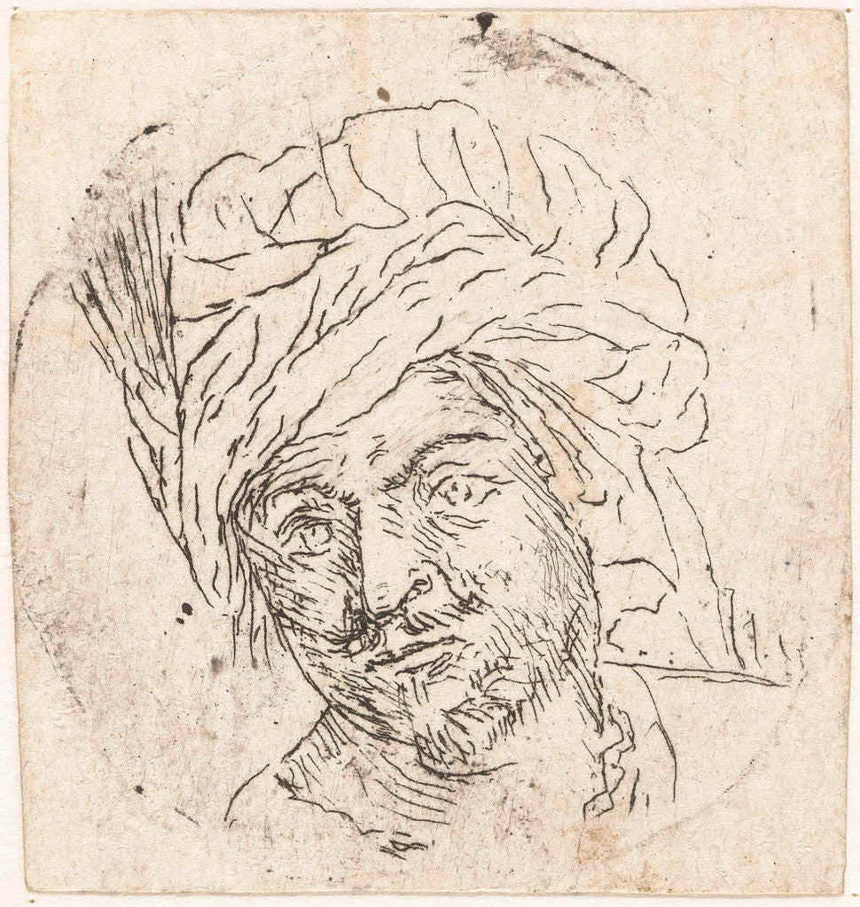 Detail of Mans Head with turban by Lodewijk XIV