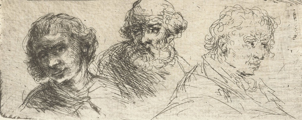 Detail of Portrait Study of three men by Jan Chalon