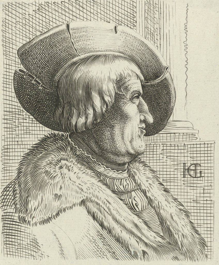Detail of Portrait of an old man in profile with hat by Anonymous