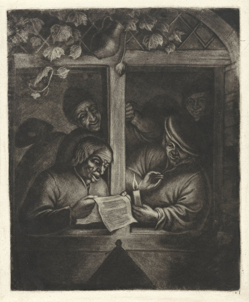 Detail of To Reader in a window by Adriaen van Ostade
