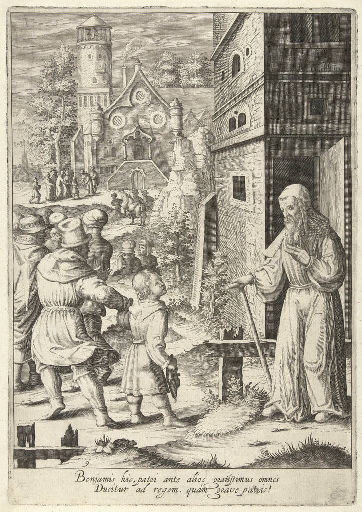 Detail of Joseph's brothers go to Egypt with Benjamin by Lucas van Leyden