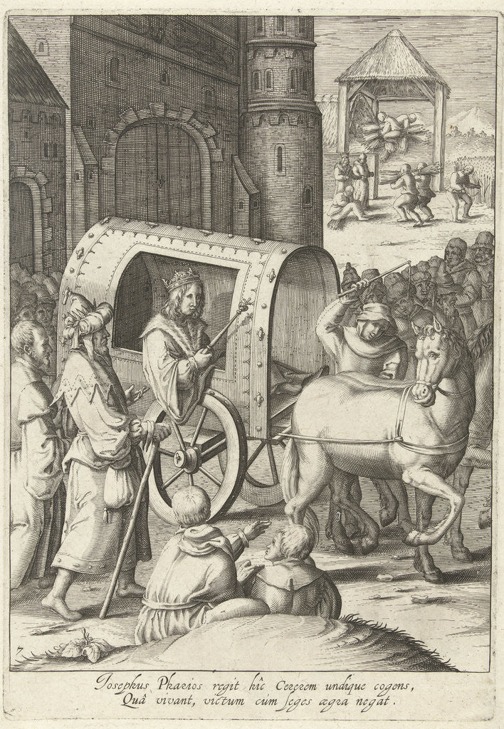 Detail of Joseph pulls a wagon across Egypt by Lucas van Leyden